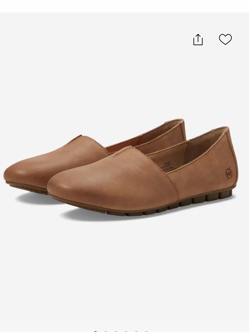 Born Sebra Tan Leather Slip On Comfort Flats Loafers V Vamp Cutout Size 8.5M